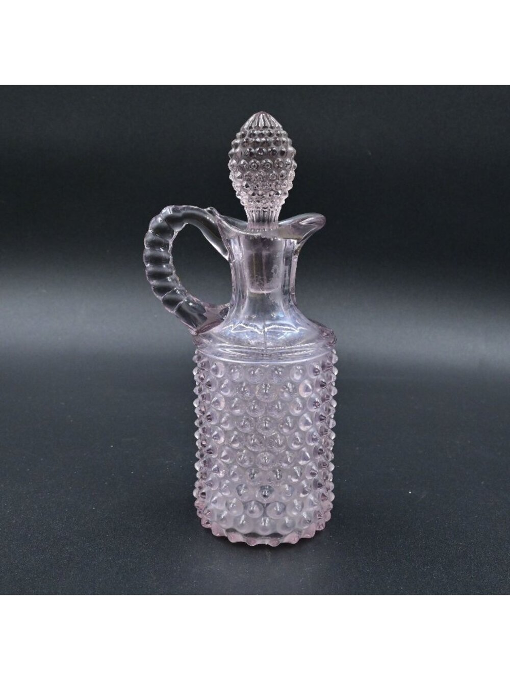 Amethyst Cruet Bottle Hobnail Decanter Blown Glass 7" Vintage